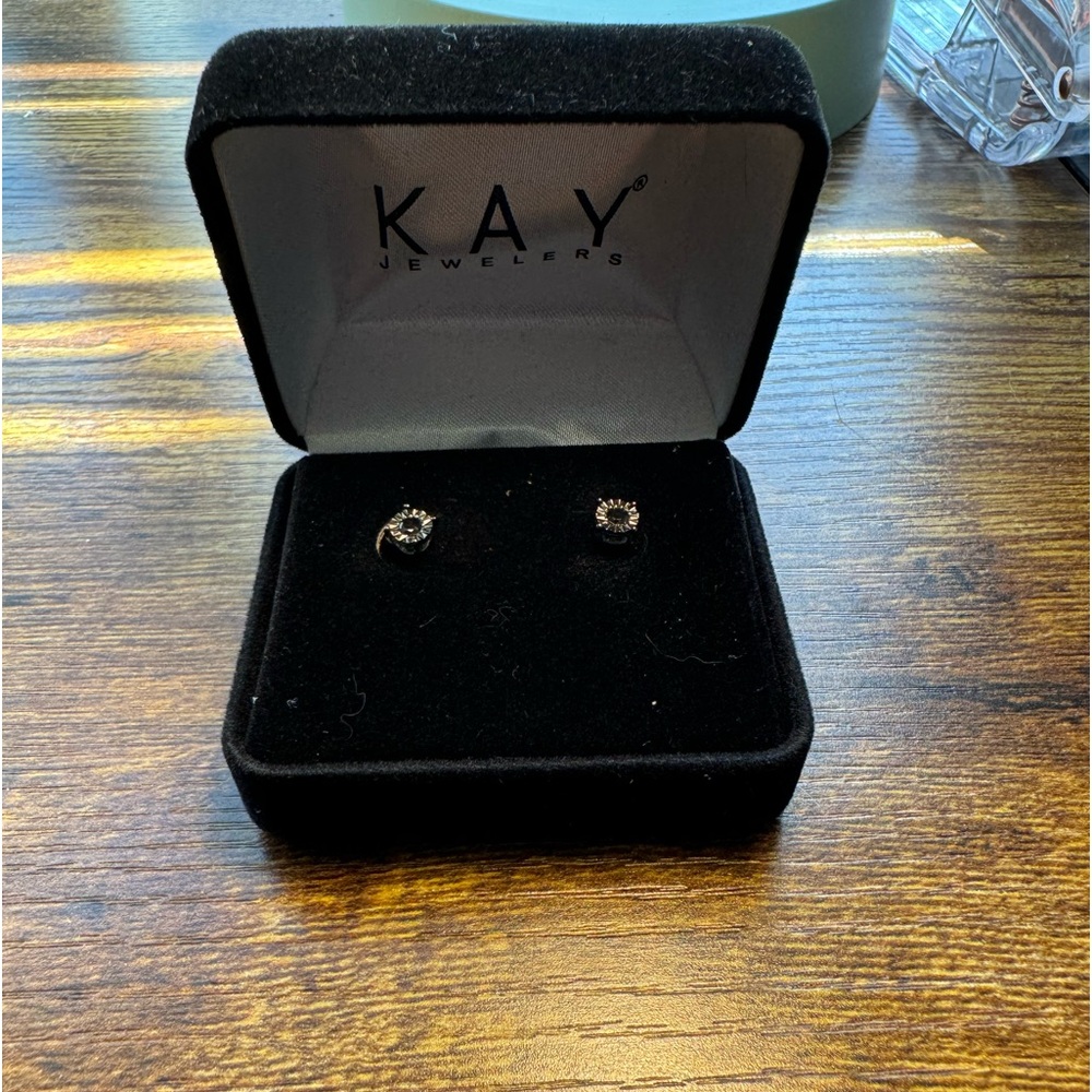 Kay Jewelers Black Solitaire Earrings 1/8 ct tw Diamonds Sterling Silver